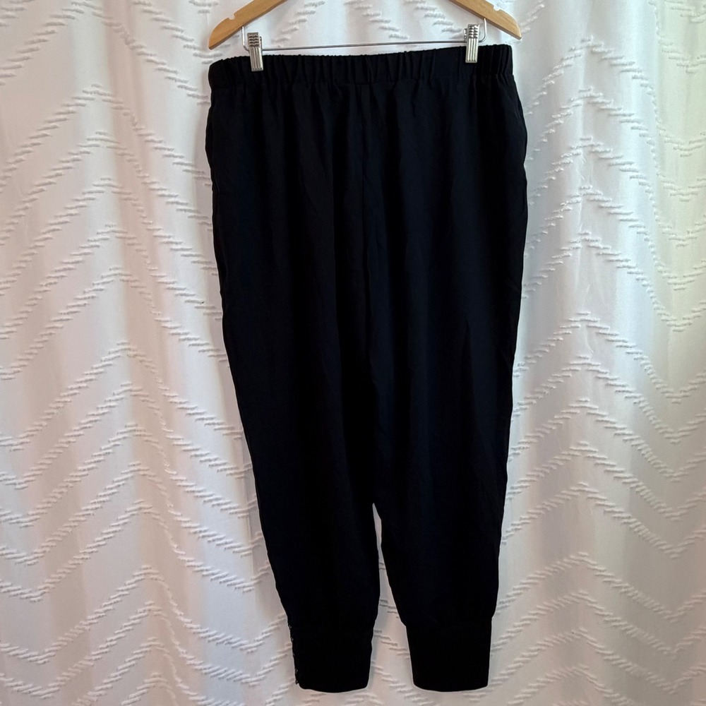 Trina Turk Sparkler 2 Pant Womens Large Black Recycled Crepe Joggers NWT